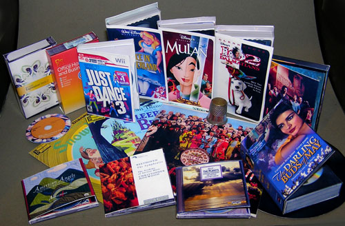 1:3 scale digital files of videos, LPs, CDs, DVDs